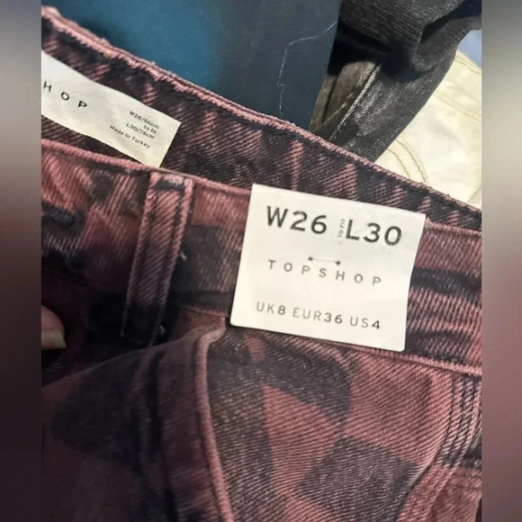 Topshop OS Mom jean in purple check size 4 NWT - Picture 5 of 6